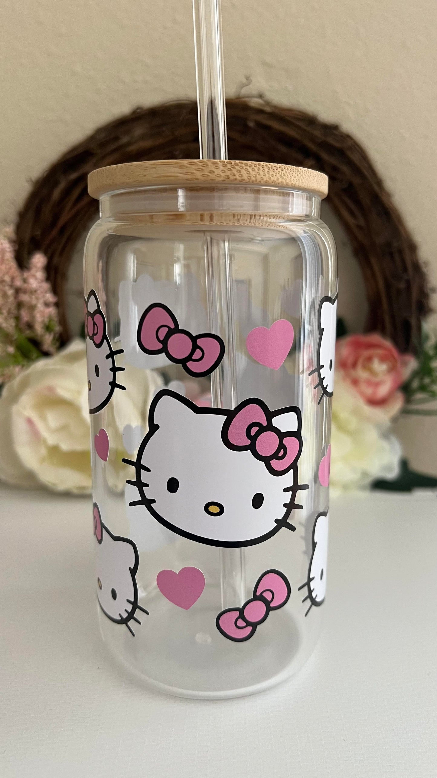 HELLO KITTY GLASS CAN