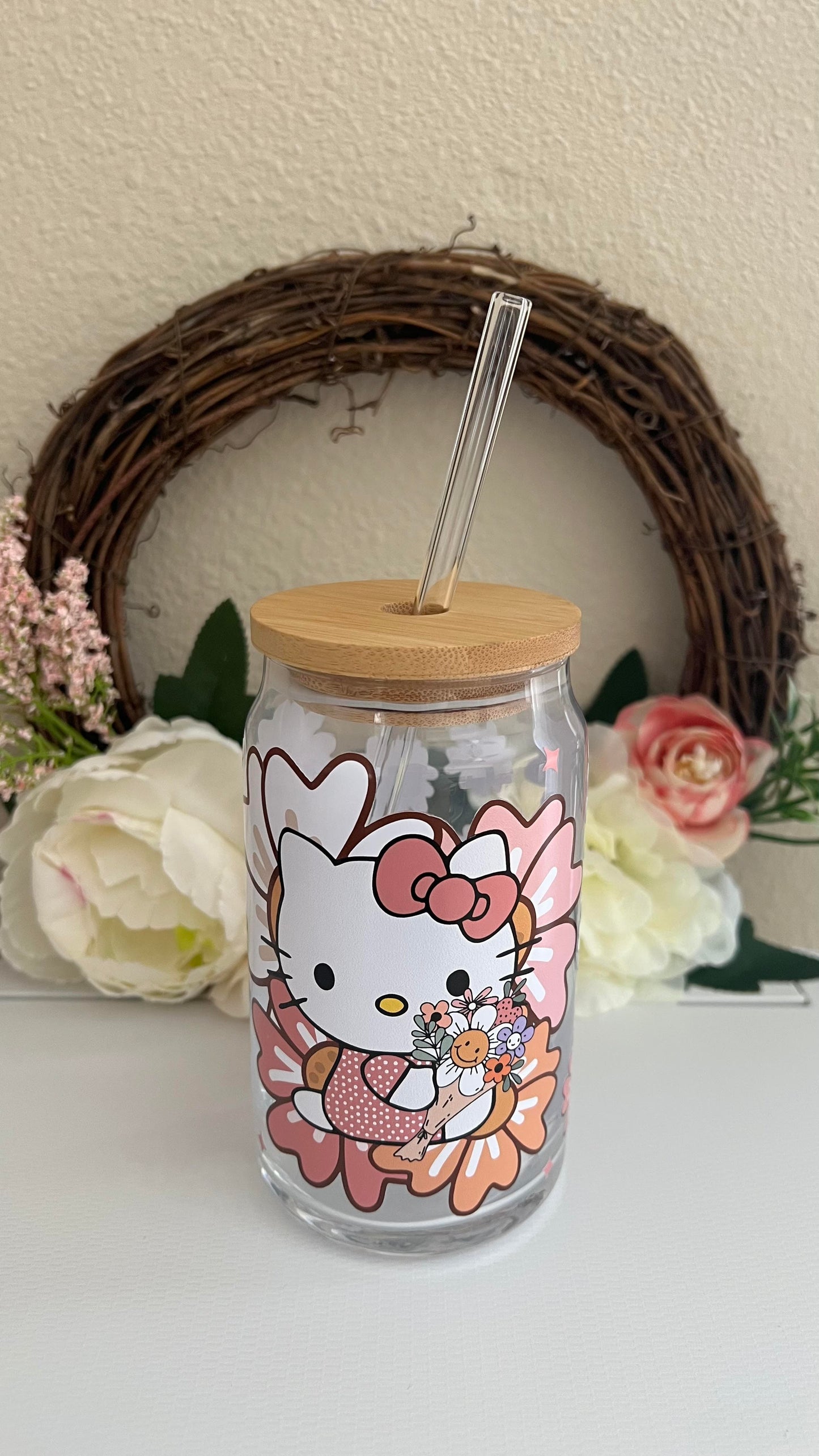 HELLO KITTY GLASS CAN 16OZ